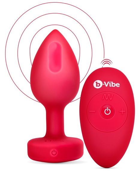 Анальная пробка с вибрацией и пультом управления B-Vibe Vibrating Heart Plug M/L Red sexstyle | Зображення 2