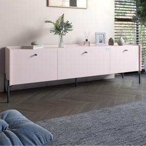 Тумба під телевізор на 3 шухляди LION Wood з чорними ніжками 160х65х40 см Рожевий (LION-043103)