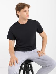 Футболка для чоловіків однотонна чорна, 2XL