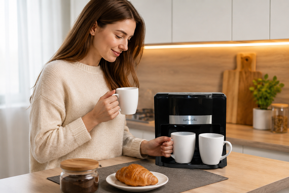 Кофемашина с двумя чашками Coffee Machine AND 5269 Черная / Капельная кофемашина / Кофеварка электрическая 500W | Зображення 2