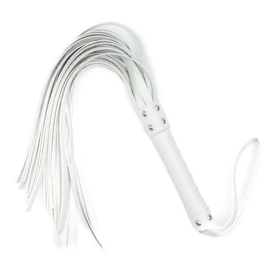 Кнут Flirty, эко-кожа с кожаной ручкой, белый с белой ручкой, 60 см sexstyle