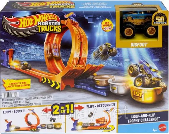 Трек Hot Wheels Monster Trucks Бігфут 50-річчя Петля Стрибок за трофеєм | Зображення 1