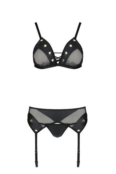 Комплект белья Passion NESSY SET S/M black, бюстгальтер, пояс для чулок, стринги sexstyle | Зображення 2