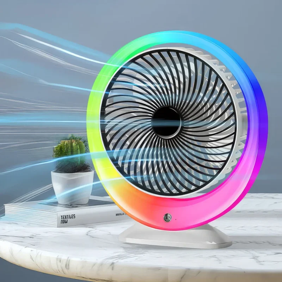 Настольный вентилятор с LED подсветкой, USB-зарядкой /  Портативный вентилятор-увлажнитель воздуха 3 скорости, 1200 мАч | Зображення 1