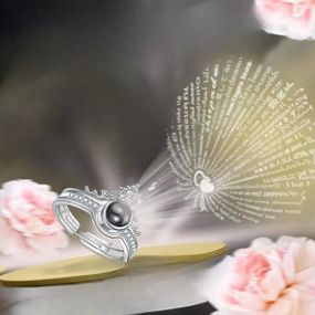 Кольцо регулируемое I Love You на 100 языках Серебро