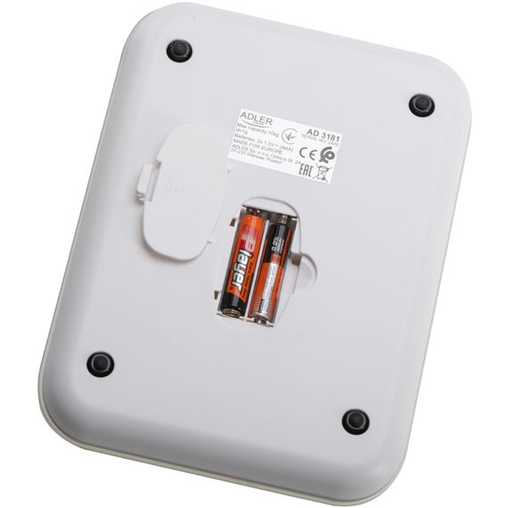 Ваги кухонні Adler AD 3181 grey електронні/ 10кг/ г; кг, фунт/ 2хААА/ автовимкнення/ скло | Зображення 2