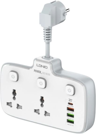 Універсальний мережевий подовжувач LDNIO SC2413 з 2 USB-портами та підтримкою PD і QC 3.0 (34396-01_316)