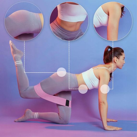 Набір тканинних резинок для фітнесу 3 шт, з мішечком / Фітнес гумки для тренувань | Зображення 1