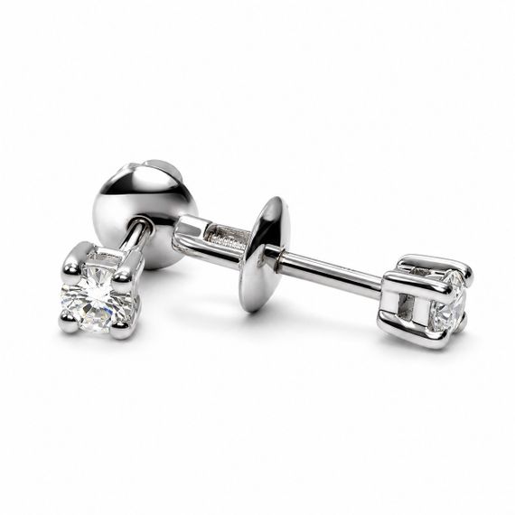 Серьги-пуссеты из белого золота c фианитами S-0394 | Зображення 1