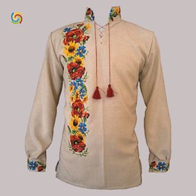 Рубашка Украинская вышиванка 396 цвет серый размер L/XL
