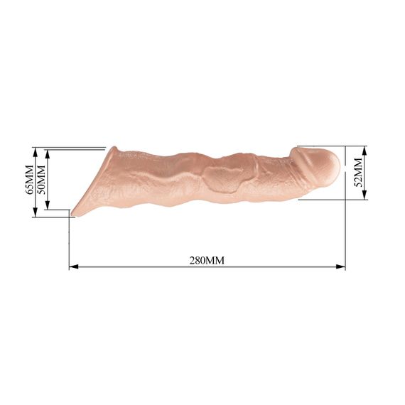 Подовжуюча насадка на член - Pretty Love Extension Penis Sleeve Flesh, 28 см | Зображення 9
