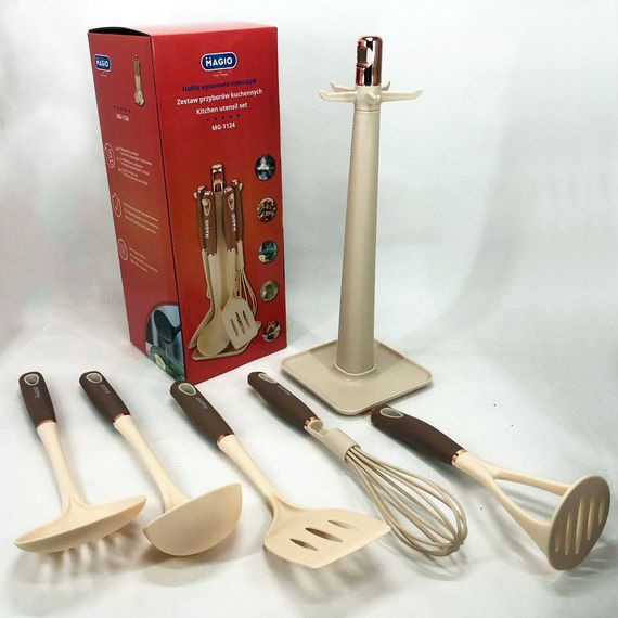 Набір кухонних приладів Magio MG-1124, набір приладдя для кухні із силікону, набір кухарів | Зображення 1