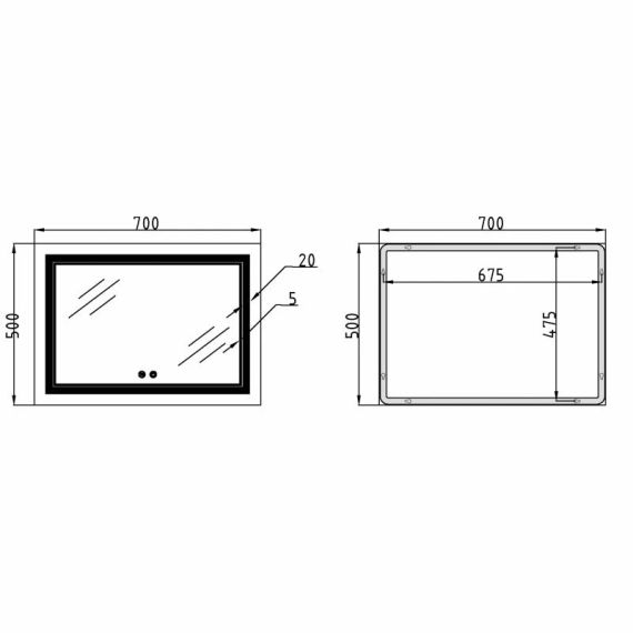 Дзеркало Qtap Cardinal (CA1) 700х500 з LED-підсвічуванням Touch, з антизапотіванням, з димером, рег. темп. кольору (3000-6500K) | Зображення 1