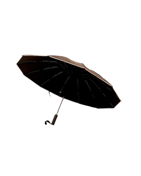 Парасолька реверсивна з рефлекторною смугою, повний автомат, чорна | Зображення 2