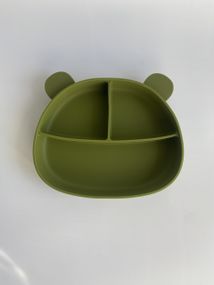 Силіконова секційна тарілка на присосці Ведмедик Зелений