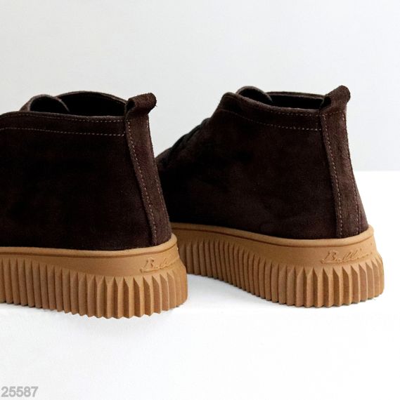 Замшевые ботинки дезерты в стиле casual на утолщенной подошве цвет Шоколад | Зображення 4