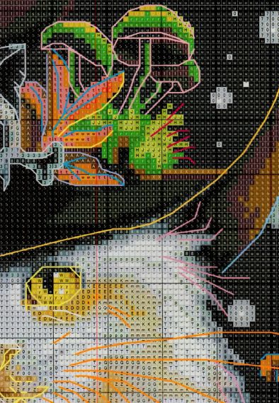 Набор для вышивания по нанесённой на канву схеме "Cat wizard 1". AIDA 14CT printed 44*45 см | Зображення 3