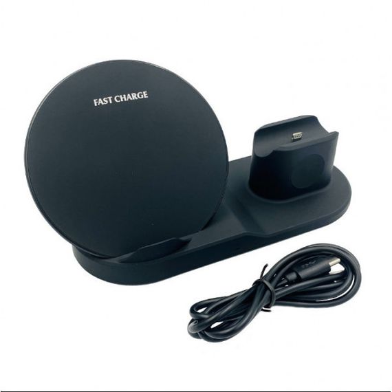 Бездротова зарядка 3 в 1 wireless charger 3 in 1 для смартфона смарт-годинника навушників із захистом | Зображення 2