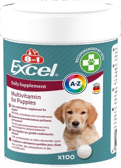 Витамины для здоровья щенков и юниоров 8in1 Excel Multi-Vitamin Puppy, 100 табл