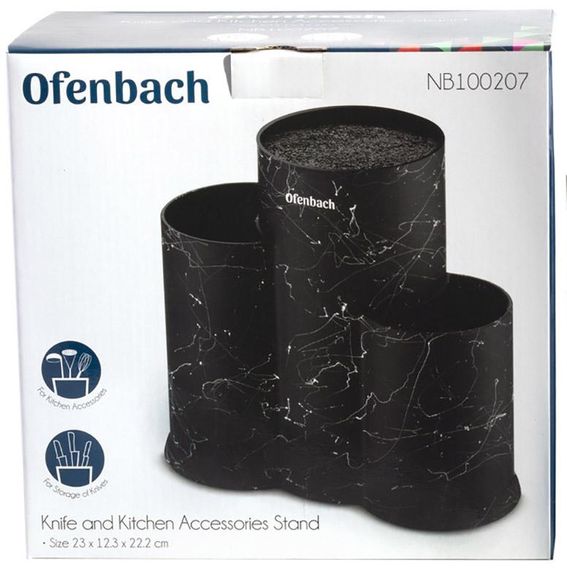 Підставка-колода Ofenbach Black Marble для кухонних ножів і ножиць 23х12х22см, потрійна кругла | Зображення 5