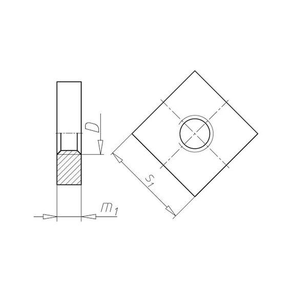 Гайка квадратова низька DIN562 - 11H (A2K) - SW13, M8 | Зображення 1