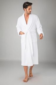Однотонний маховий халат Nusa 8600, білий M