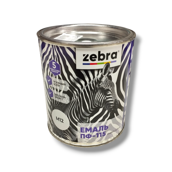 Емаль алкідна пф-115 універсальна 0,8 кг zebra master 1212 м12 білий