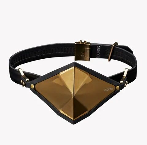 Маска кляп кіберпанк золотиста Lockink | Зображення 6