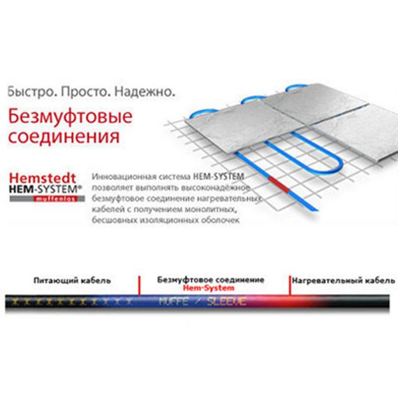Нагрівальні мати на основі двожильного кабелю Hemstedt DH - 1,0  150 W 0,5м. | Зображення 2