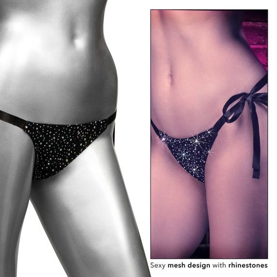 Трусики зі стразами на зав'язках CalExotics Radiance Side-Tie Panties, чорні, One size | Зображення 2