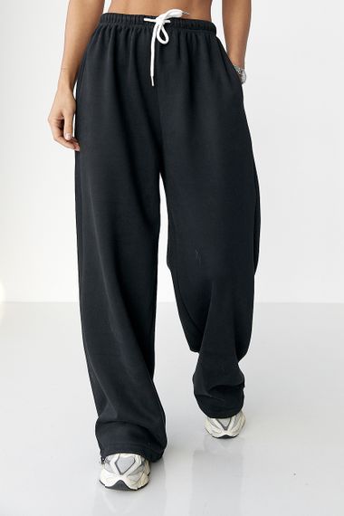 Утеплені однотонні спортивні штани - чорний цвет, L (є розміри)