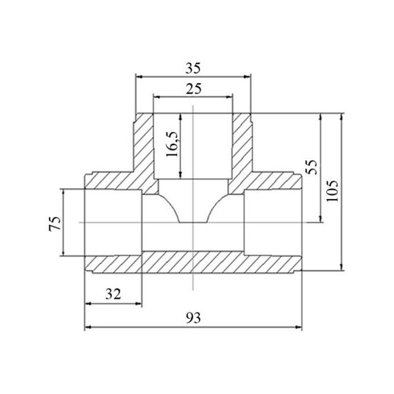 Трійник PPR Blue Ocean 75х25х75 редукційний | Зображення 1
