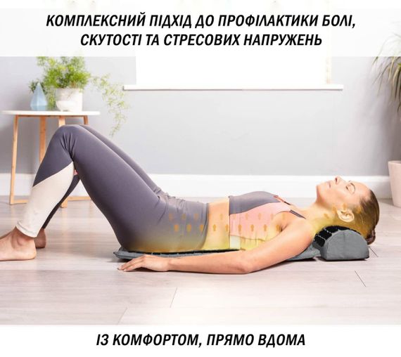 Коврик массажный  с подушкой акупунктурный-аппликатор Кузнецова,игольчатый массажный коврик черный с белым | Зображення 3