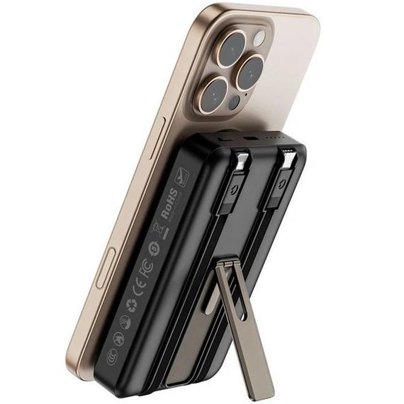 Портативний ЗП Power Bank WIWU Wi-P056 22.5W+PD20W з БЗП+iWatch with cable 10000 mAh Black | Зображення 3