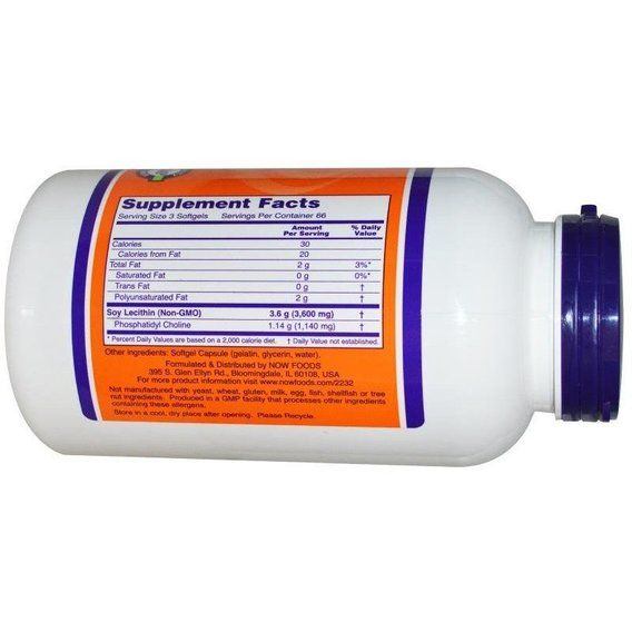 Лецитин NOW Foods Lecithin 1200 mg 200 Softgels | Зображення 1