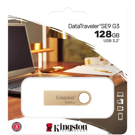 USB флеш накопичувач Kingston 128GB DataTraveler SE9 G3 Gold USB 3.2 (DTSE9G3/128GB) | Зображення 5
