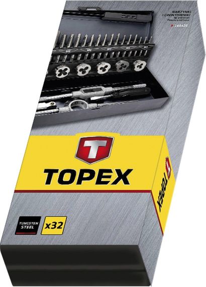 Плашки и метчики TOPEX, M3 - M12, набор 32 шт. (14A426) | Зображення 1