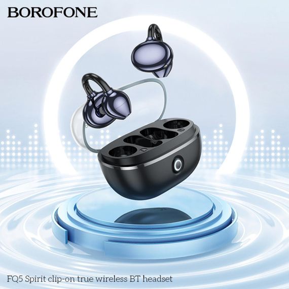 Беспроводные наушники BOROFONE FQ5 Spirit clip-on true wireless BT headset Black | Зображення 4