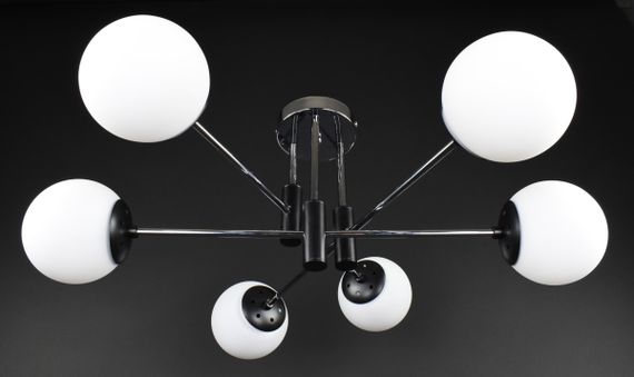 Люстра стельова на 6 лампочок 27420 Чорний 28х72х72 см. | Зображення 2