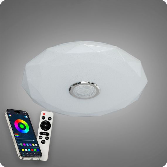 Люстра світлодіодна 517 Dlight RGB з пультом і  колонкою 80Вт Білий (02157) | Зображення 5