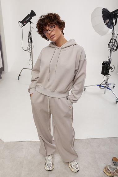 Спортивний костюм із худі та прямими штанами зі швами навиворіт - сірий цвет, M (є розміри) | Зображення 2