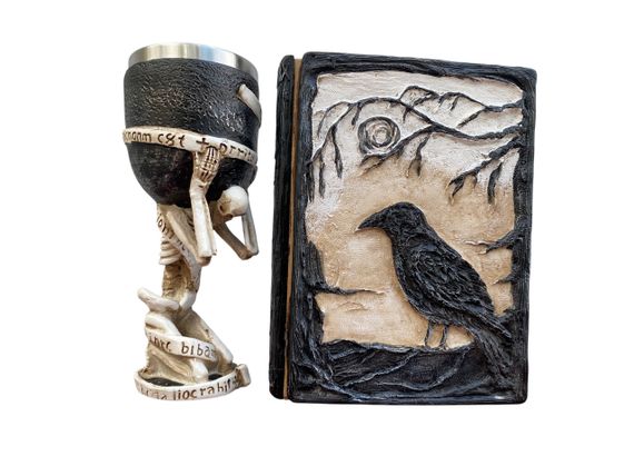 Подарунковий набір Келих 3D Скелет на Колені та Блокнот 3D «Тінь Ворона»