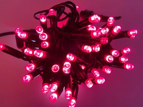 Гірлянда вулична String 10 м 100 LED + FLASH рожева, чорний дріт