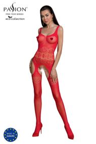 Бодістокінг Passion ECO BS005 red, щільний, відкритий доступ, імітація підв’язок sexstyle