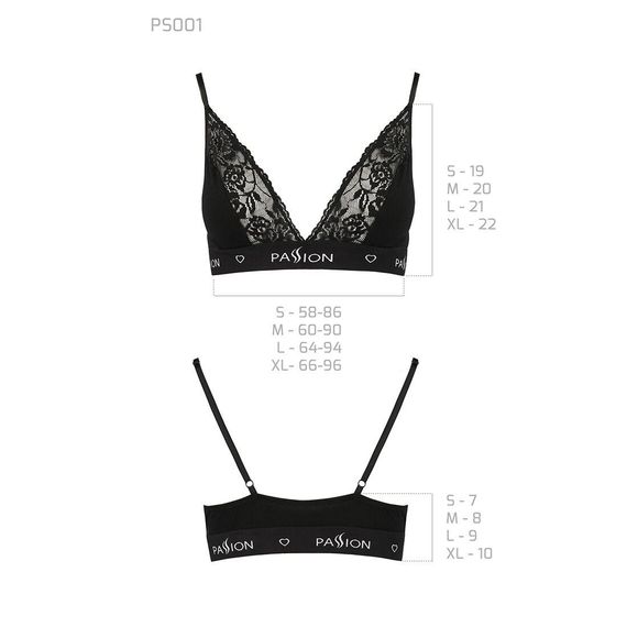 Эластичный топ с кружевом Passion PS001 TOP black, size L | Зображення 5