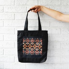 Сумка шопер  з кишенею 4Profi "Вишиванка" 03 оксфорд чорна 37424