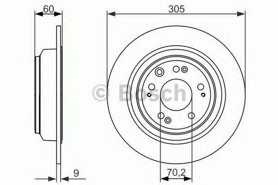 Диск гальмівний Honda Accord VIII задн. (вир-во Bosch) BOSCH 0986479740 на HONDA ACCORD EURO VIII седан (CU)