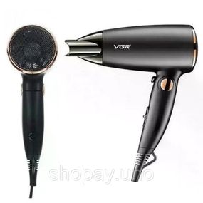 Дорожный складной фен VGR V-439 1600W • Компактный фен для сушки и укладки волос с холодным обдувом и насадкой-концентратором