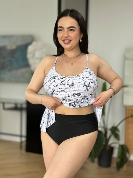 Чорно-білий купальник танкіні PLUS SIZE | Зображення 8