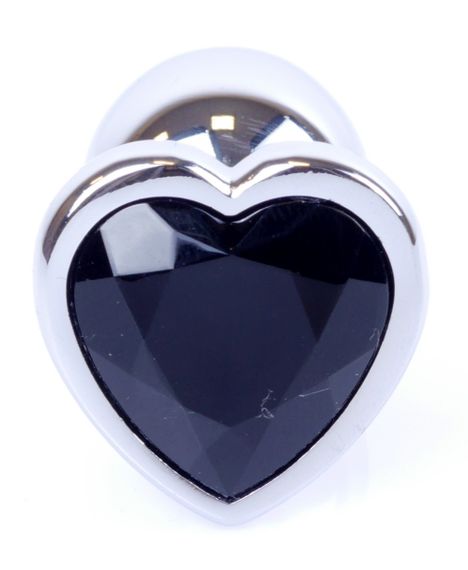 Анальний затор Boss Series - Jewellery Silver Heart PLUG Black S, BS6400047 sexstyle | Зображення 1